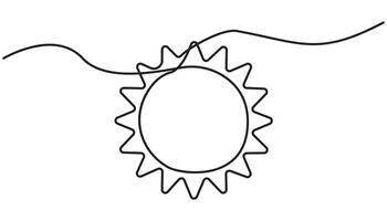 Continuous line sun art. Single line sketch sunny summer travel concept vector