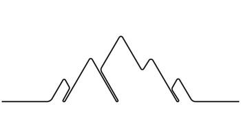 One continuous line drawing of mountain range landscape simple icon type vector