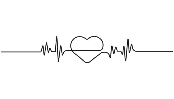 Continuous single line drawing of heartbeat pulse. Simple heartbeat pulse vector