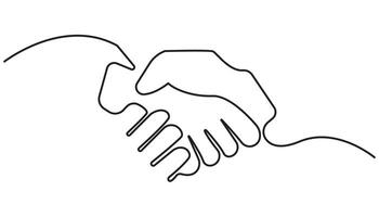 Continuous one line art hand shake shape isolated illustration. one line drawing vector
