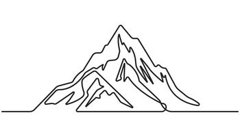 Mountains landscape view. Continuous one line drawing. vector