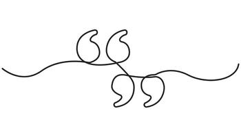 One continuous line of a quote mark drawing. illustration. Quote linear design vector