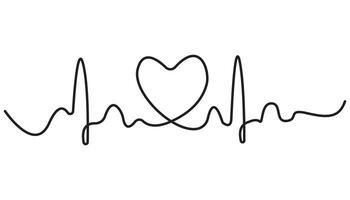 Continuous single line drawing of heartbeat pulse. Simple heartbeat pulse one line art illustration vector