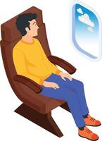 Man Sitting by Airplane Window vector