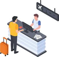 Checking in at the airport counter vector