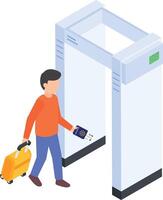 Going through security and boarding the plane vector