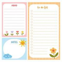 Cute spring bullet journal element. Pepar notes daily planner and to do list. Scrapbook memo illustration vector