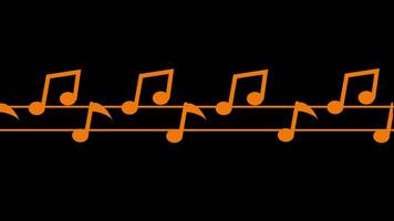 A rhythmic and stylish design showcasing a line of orange musical notes on a dark background, creating a vibrant musical-themed visual. video