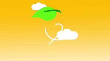 A single green leaf floats against a bright yellow background, symbolizing freedom, natural beauty, and the simple elegance of nature. video