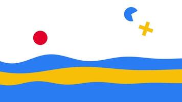A modern and artistic composition of stylized ocean waves with floating geometric shapes, evoking a minimalist yet vibrant coastal aesthetic. video