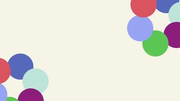 A minimalist design of floating multicolored spheres and small dots, arranged randomly to create an abstract yet visually engaging background. video