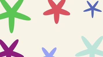 An energetic pattern featuring hand-drawn starburst shapes in multiple colors creates a dynamic and whimsical abstract background with a playful aesthetic. video