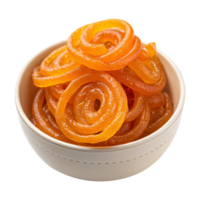 Delightful deep-fried jalebi in a bowl isolated on transparent background png