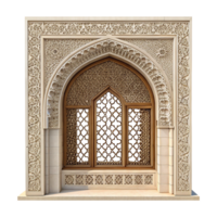 Unique Islamic Arch Window Design in 3D on Clear Background png