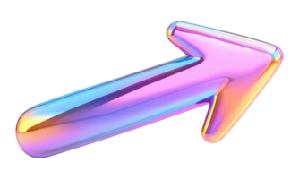 Shiny holographic arrow with a smooth gradient effect, isolated on a transparent background png