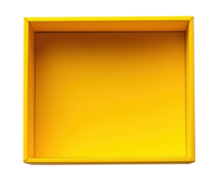 Open empty yellow box isolated on transparent background, top view png