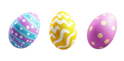 Three Easter Eggs with Different Patterns png