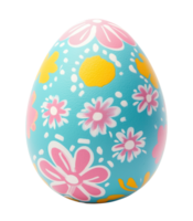 Blue Easter egg with floral pattern isolated on transparent background png