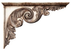 Decorative stone corner with a leaf design, isolated on a transparent background png