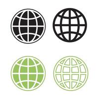 Four Globe Icons Set Earth Symbols Isolated White Background Web Design vector