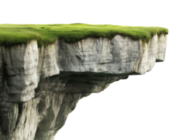 Cliff with the grass on the top isolated on a transparent background png