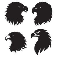 Eagle Head Illustration Art Set Diverse Bird Portraits Isolated on White Background vector