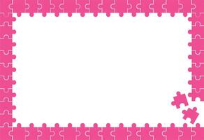 Abstract background pink puzzle frame with blank space. Rectangular shape. vector