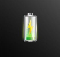 battery charge indicators with low and high energy level vector