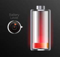 battery charge indicators with low energy level vector