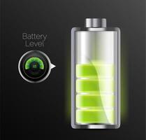battery charge indicators with low and high energy levels vector
