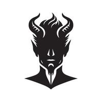 Stylized Evil Demon Head With Horns vector
