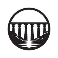 High-Quality of Black Aqueduct Bridge Silhouette for Graphics vector