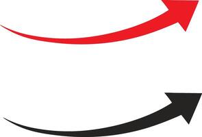 Two Curved Arrows, Red and Black, Representing Growth or Progress vector