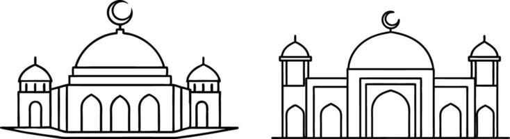 Simple Line Art Illustration of Two Mosques vector