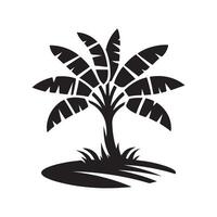 Silhouette of Banana Tree in Black Format vector