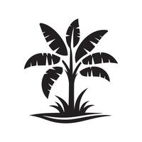 Black Silhouette of a Banana Tree vector