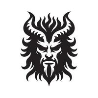 Evil Lucifer Head With Horns Art vector