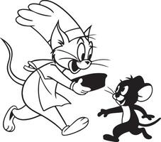 Cartoon mouse and chef coloring pages vector