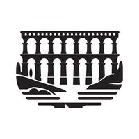 Black Silhouette of an Aqueduct Bridge for Graphics vector