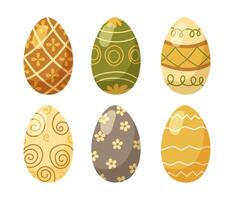 Easter eggs set decorated with colorful patterns. Easter symbol vector