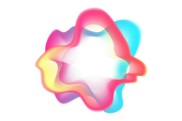 Neon gradient sound waves. Sound lines, radial spectrum. Colorful cover for a musical poster and album. Radial spectrum