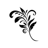 Floral Ornament Decoration Black Silhouette Illustration Design vector
