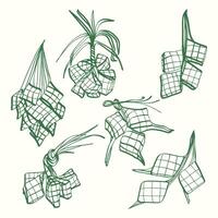 Ketupat A Collection of Hand-Drawn Illustrations vector