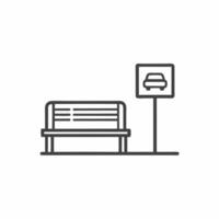 Modern bus stop design featuring a bench and sign in a minimalist illustration style vector
