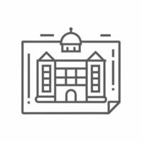 Architectural blueprint design showcasing a classic building with a dome and detailed features vector