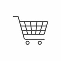 illustration of a shopping cart designed in a minimalistic flat line style perfect for modern e-commerce applications vector