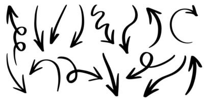 Set of Hand drawn arrows doodle on white background. design element illustration . vector