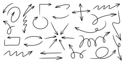 Set of Hand drawn arrows doodle on white background. design element illustration vector