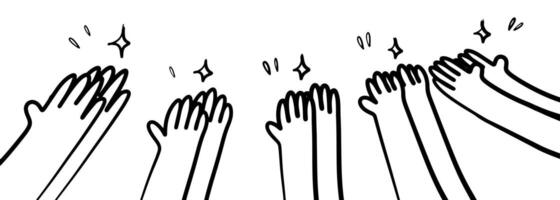 Applause hand draw, doodle clapping ovation. thumbs up gesture isolated on white background . vector