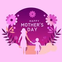Mothers day background with mother and child illustration vector
